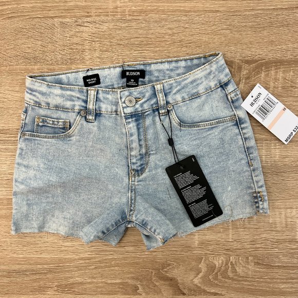 HUDSON Kids Girls' Stretch Denim Mid Rise Cut-Off Shorts Max Fade - Picture 1 of 16